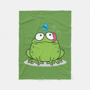 Funny frog and butterfly design fleece blanket