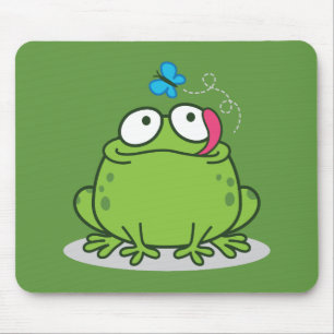 Funny frog and butterfly design mouse pad