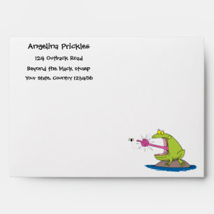 Funny frog and fly cartoon envelope