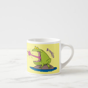Funny frog and fly cartoon espresso cup
