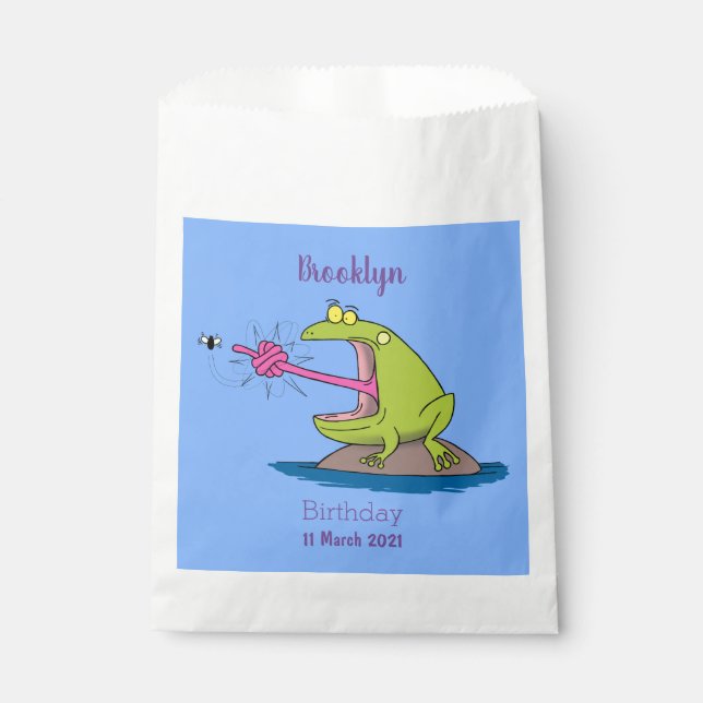 Funny frog and fly cartoon favour bag (Front)