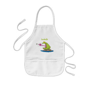 Funny frog and fly cartoon kids apron