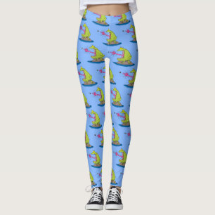 Funny frog and fly cartoon leggings