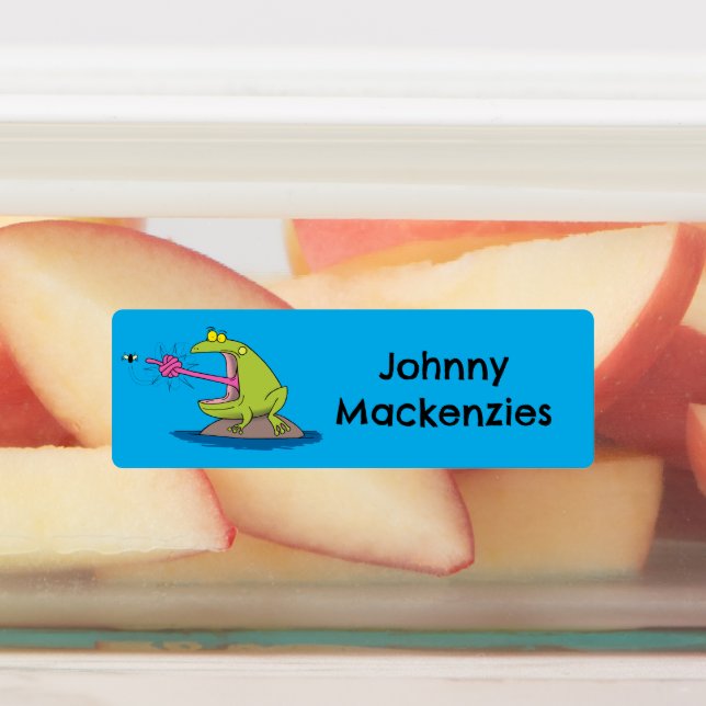 Funny frog and fly cartoon personalised (Affixed)