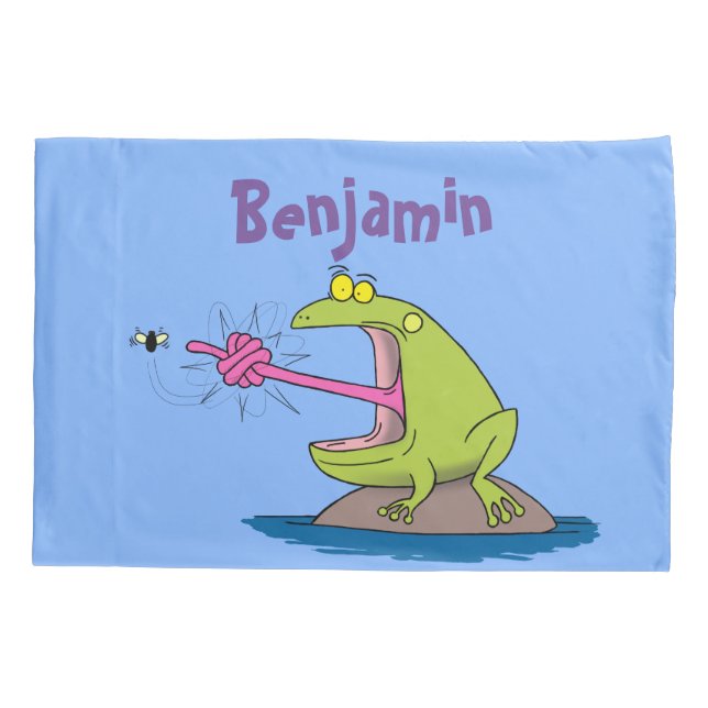 Funny frog and fly cartoon pillowcase (Back)