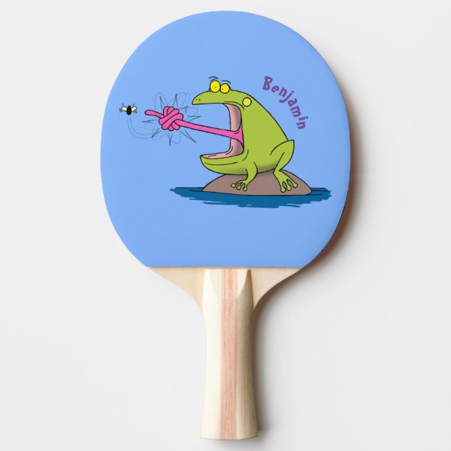 Funny frog and fly cartoon ping pong paddle (Front)
