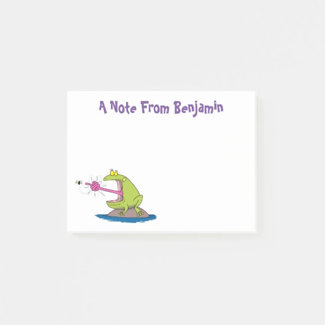 Funny frog and fly cartoon post-it notes (Front)