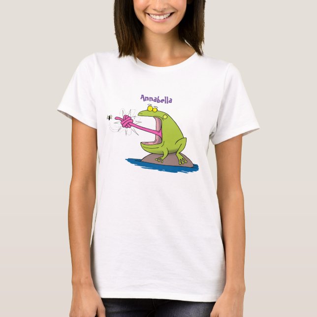 Funny frog and fly cartoon T-Shirt (Front)