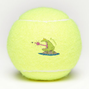 Funny frog and fly cartoon tennis balls