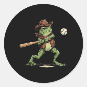 Funny Frog Baseball Graphic Classic Round Sticker