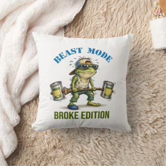 Funny Frog Beast Mode Broke Edition Throw Pillow