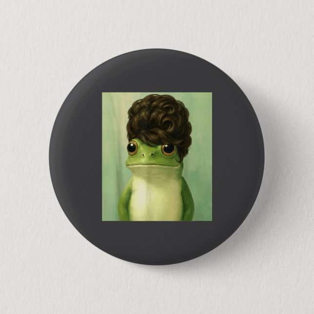 Funny Frog Beehive Bob Haircut Meme  6 Cm Round Badge (Front)