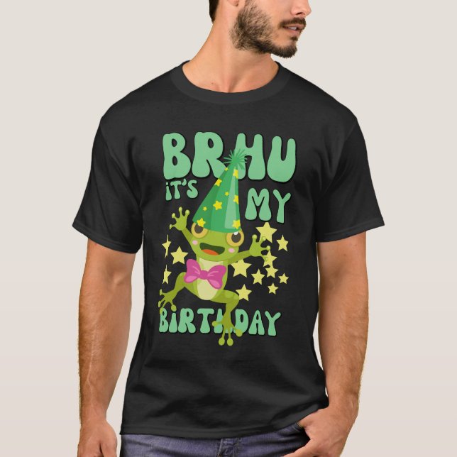 Funny Frog Birthday Party Design T-Shirt (Front)