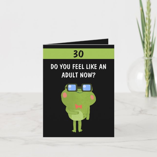 Funny Frog Black Custom Son 30th Birthday Card (Front)