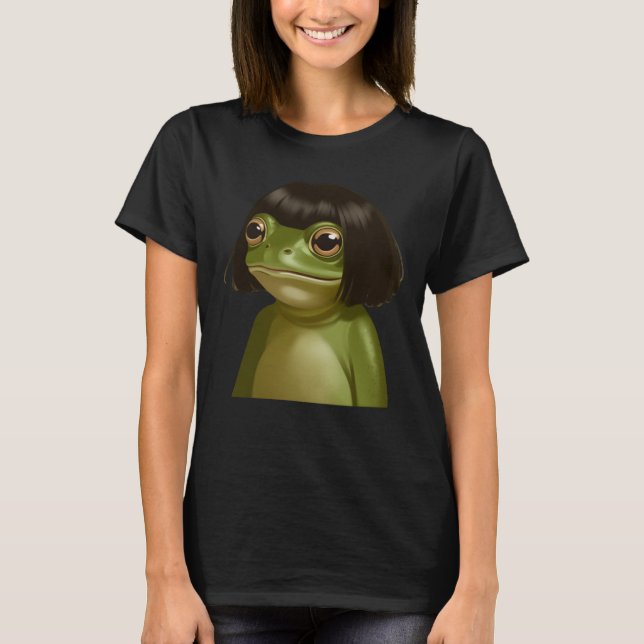 Funny Frog Bob Haircut Meme Frogs Animal Lovers T-Shirt (Front)