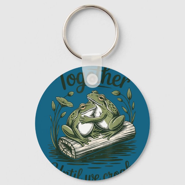 Funny frog bride &amp; groom honeymoon style  key ring (Front)