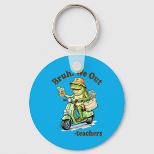 Funny Frog Bro We Out Teachers Last Day Of School Key Ring