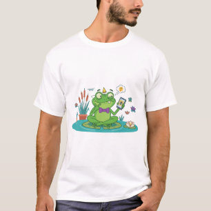 Funny Frog Browsing Smartphone T-Shirt