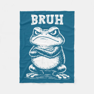 Funny Frog Bruh Meme Sarcastic Animal Fleece Blanket