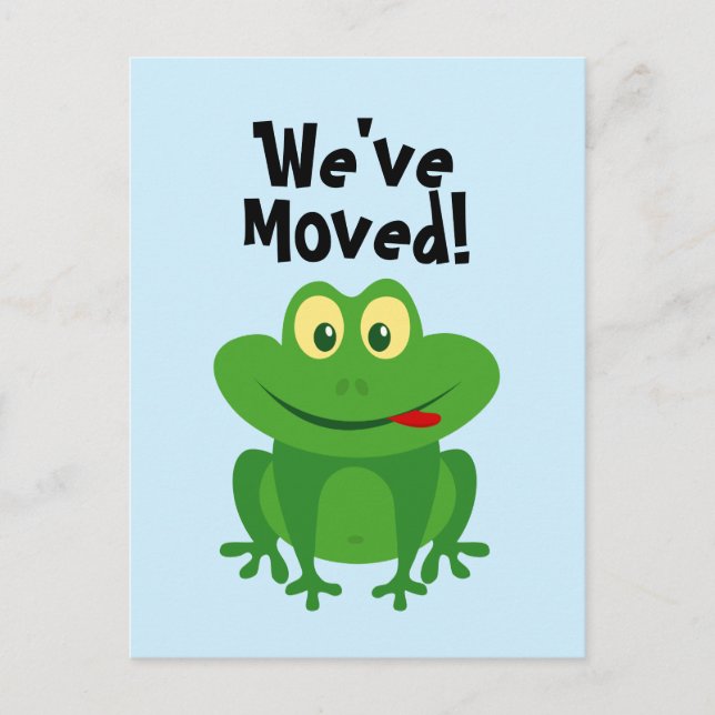 Funny frog cartoon change of address we've moved postcard (Front)