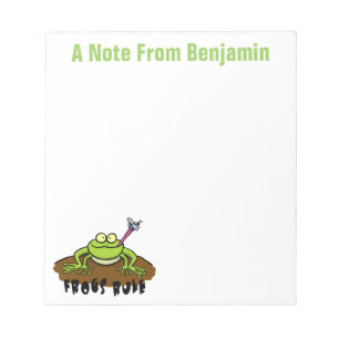 Funny frog catching fly cartoon design notepad