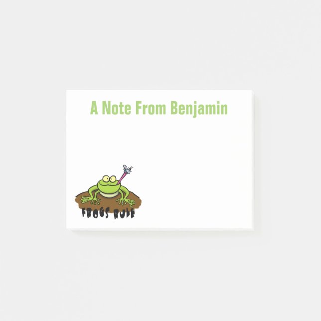 Funny frog catching fly cartoon design post-it notes (Front)