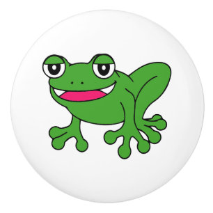 Funny frog ceramic knob