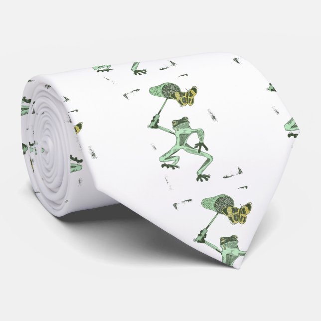 Funny frog chasing a butterfly tie (Rolled)