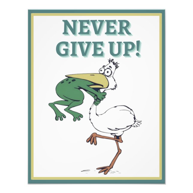 Funny Frog Choking Bird Inspirational Poster (Front)