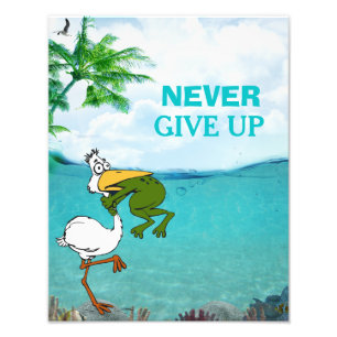 Funny Frog Choking Bird Inspirational Poster