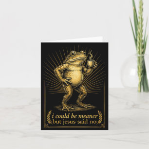 Funny Frog Coffee Lover Sarcastic Jesus Quote Card