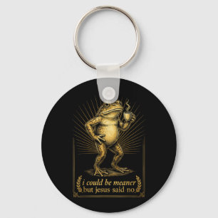 Funny Frog Coffee Lover Sarcastic Jesus Quote Key Ring