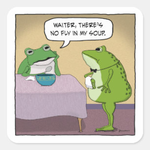 Funny Frog Complains About No Fly In My Soup Square Sticker
