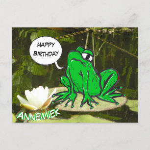 Funny Frog Cust. Text Happy Birthday Postcard