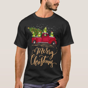 Funny Frog Driving Christmas Tree Truck Frog Chris T-Shirt