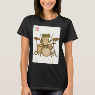 Funny Frog Drum Rock Music Kawaii Japanese  T-Shirt