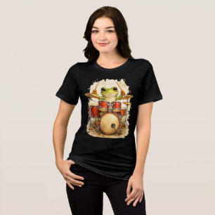 Funny Frog Drummer Cute Animal Music T-Shirt Tri-Blend Shirt