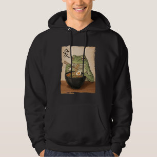 Funny Frog Eating Ramen Japanese Kawaii Anime Vint Hoodie