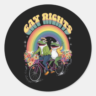Funny Frog Gay Rights LGBT Rainbow Pride Month  Classic Round Sticker