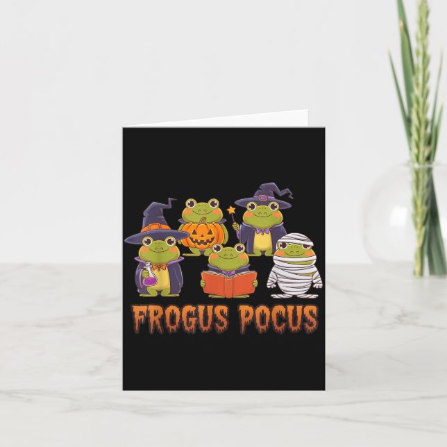 Funny Frog Halloween Costume Witch Spooky Card (Front)