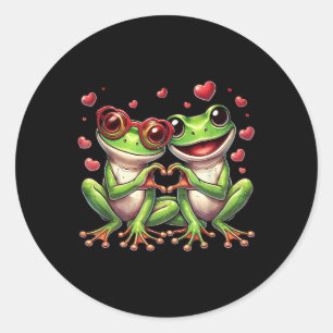 Funny Frog Heart Sign Valentine Frog Womens Mens K Classic Round Sticker