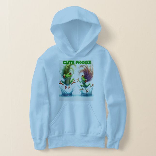 funny frog  hoodies for kids  (Laydown)