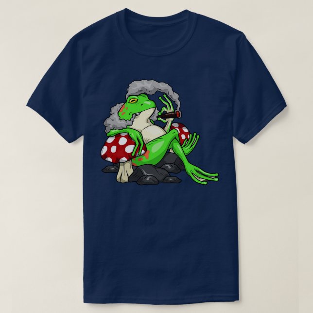 Funny frog is smoking a cigar T-Shirt (Design Front)