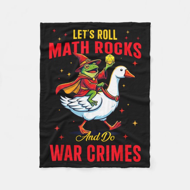 Funny Frog Let's Roll Math Rocks And Do War Crimes Fleece Blanket (Front)