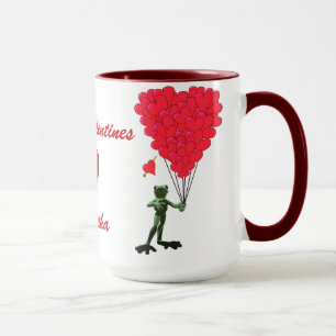 Funny frog & love heart Valentines Mug