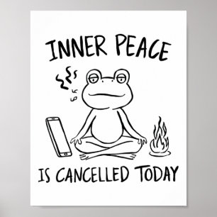 Funny Frog Meditation Yoga Meme Naive Art Inner Pe Poster