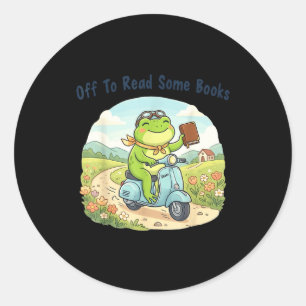 Funny frog meme off to read some books lovers classic round sticker