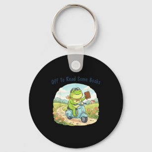 Funny frog meme off to read some books lovers key ring