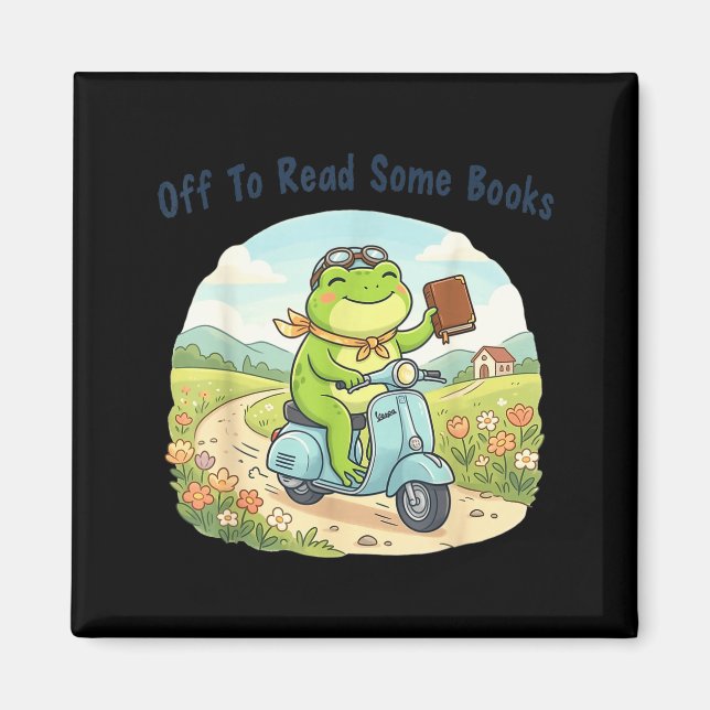 Funny frog meme off to read some books lovers magnet (Front)
