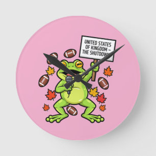 Funny Frog Meme Satire – United States of Kingdom  Round Clock